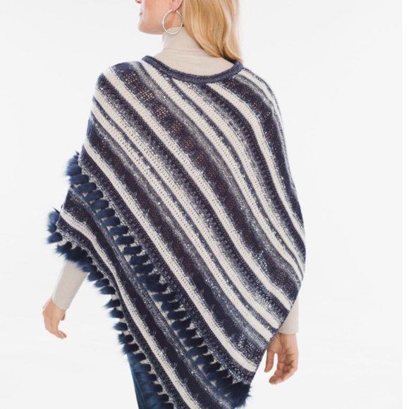 SPARKLE STRIPED PONCHO - Picture 2 of 5